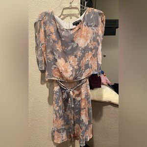 Jessica Howard Sleeveless Boat Neck Floral Popover Chiffon Dress in size 16